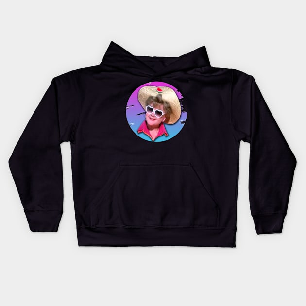 Jessica Fletcher- Retro Brush Paint Kids Hoodie by Hursed